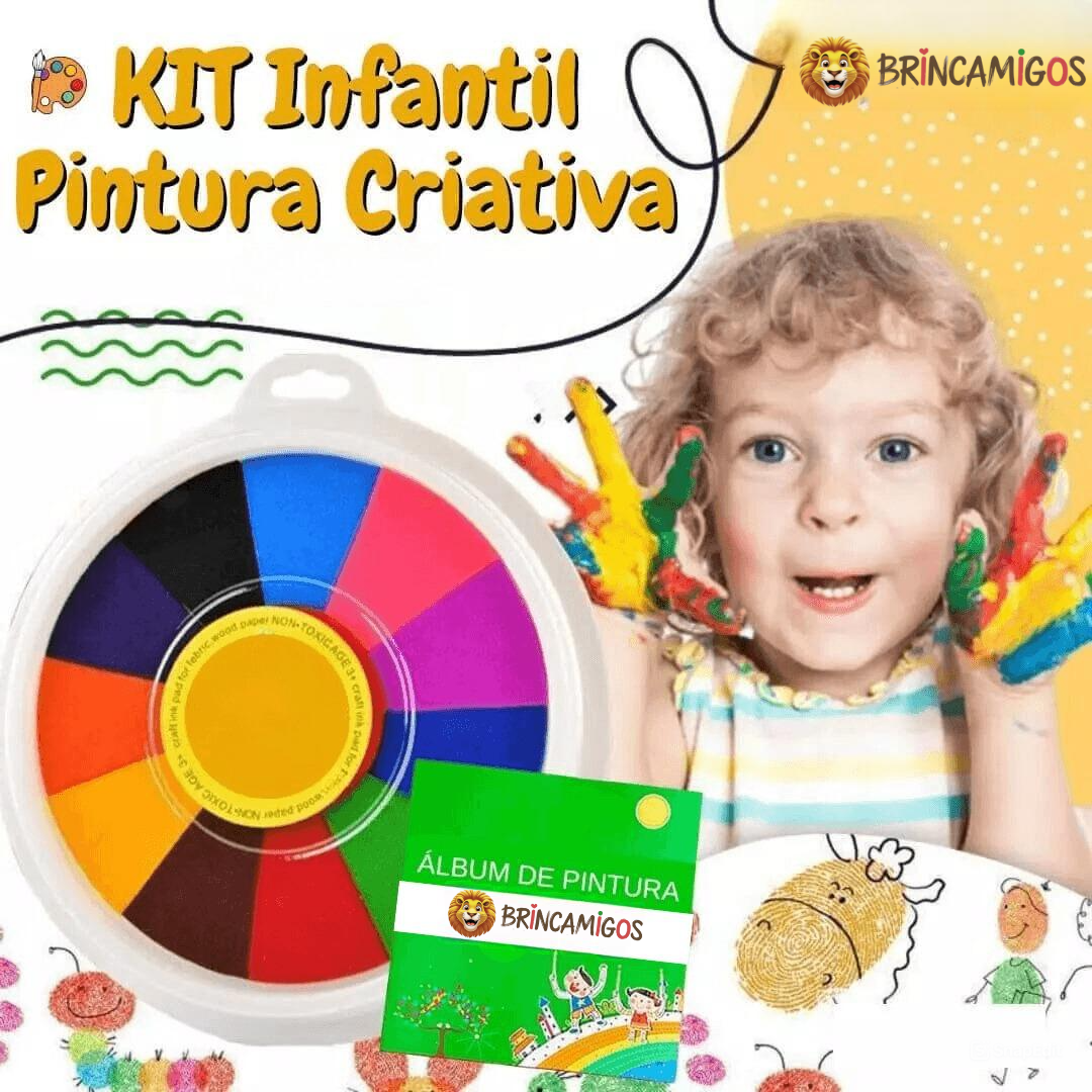 KIT Pintura Criativa - Pintura à Dedo Montessori + Álbum de Pintura (Atóxico e Lavável)